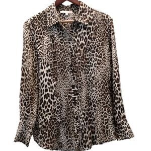 Lavender Brown Animal Print Blouse, size small